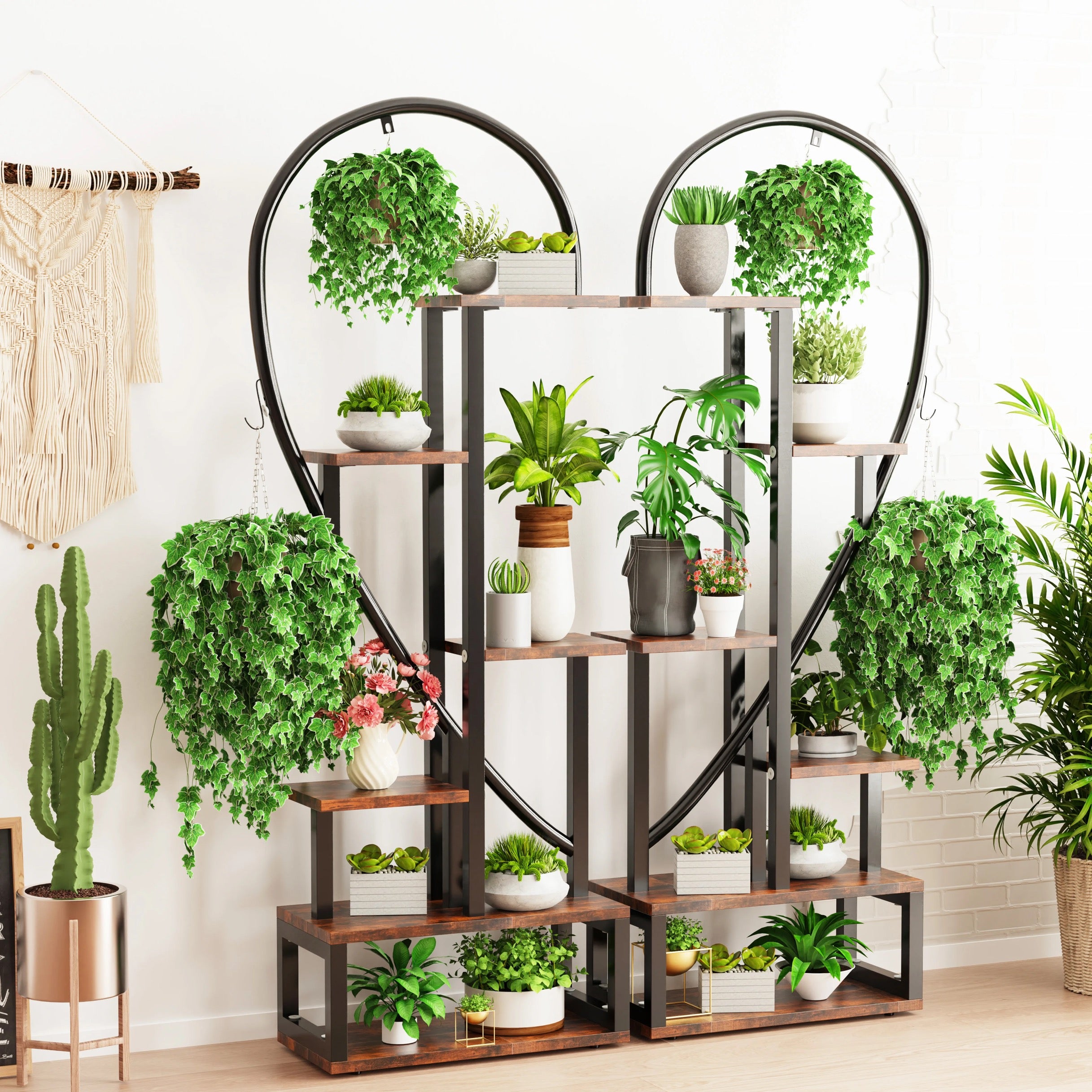 2 Half Heart-Shaped Plant Shelf Holders