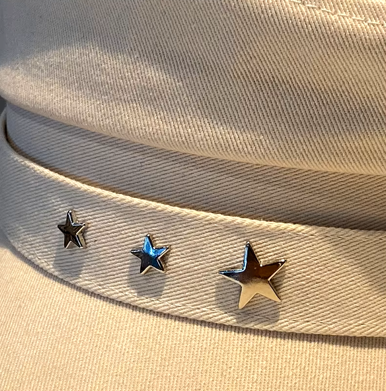 Cotton Military Cap with Star Studs