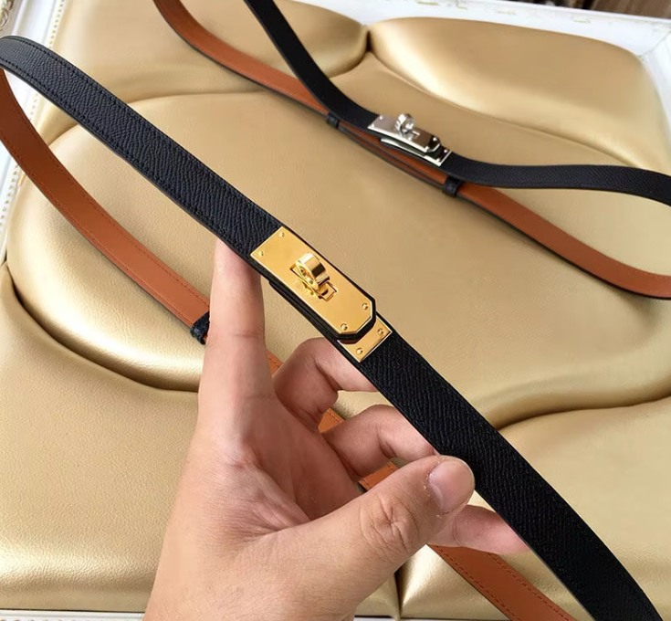 Exquisite Reversible Leather Belt with Lock Clasp