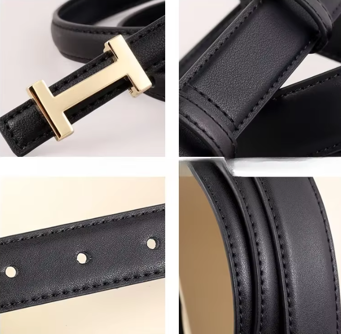 Leather Belt with Iconic "H" Buckle