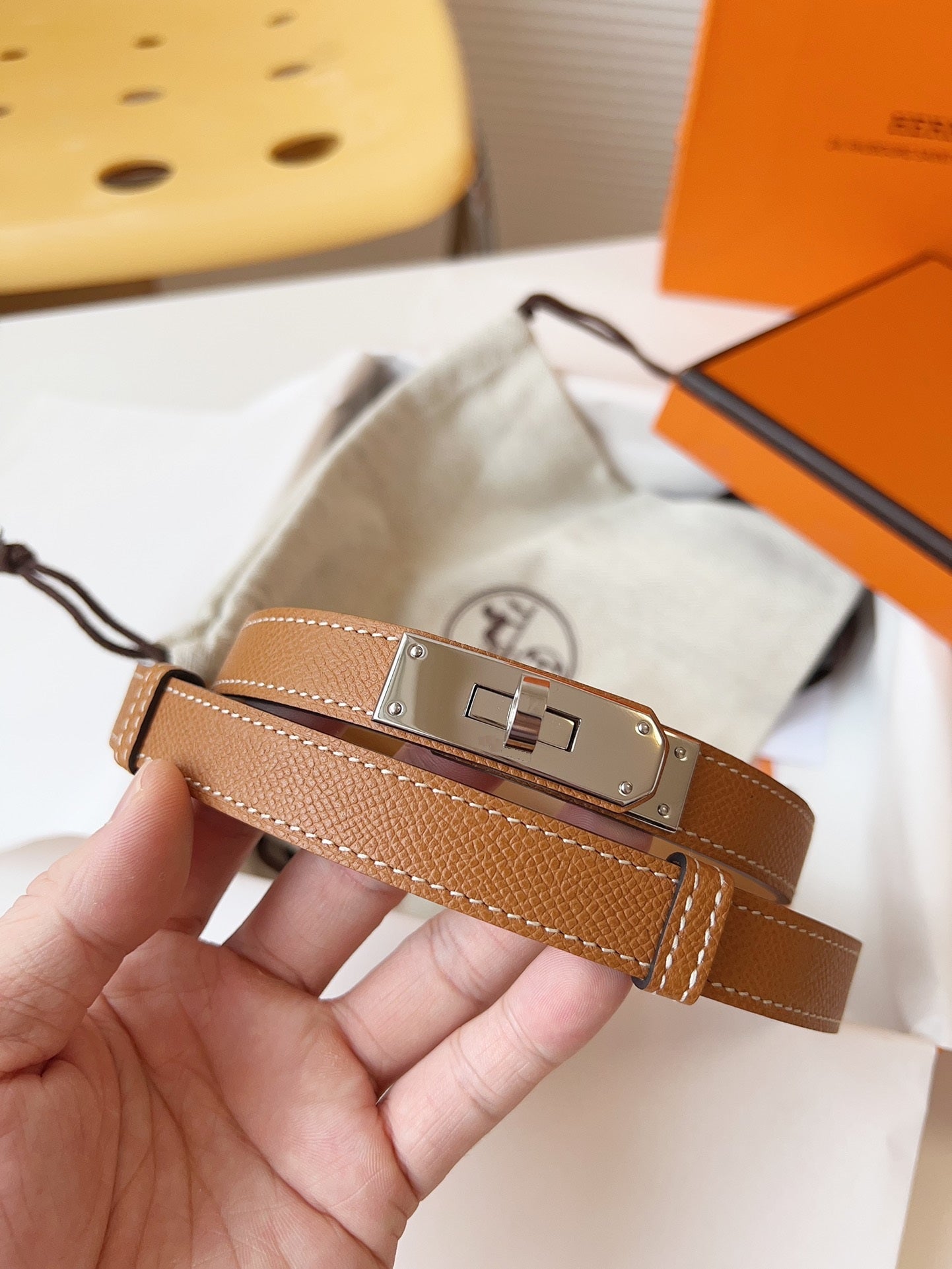 Exquisite Reversible Leather Belt with Lock Clasp